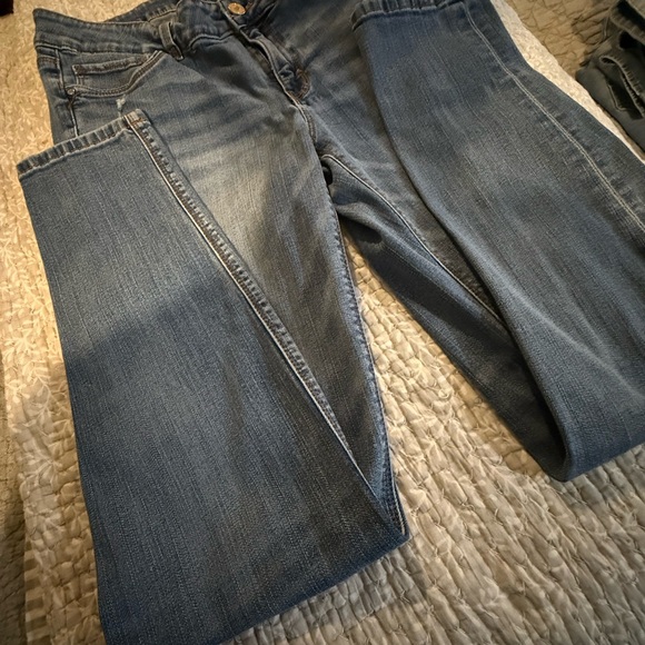 White House Black Market High Rise Distressed Skinny Blue Jeans - Picture 4 of 5